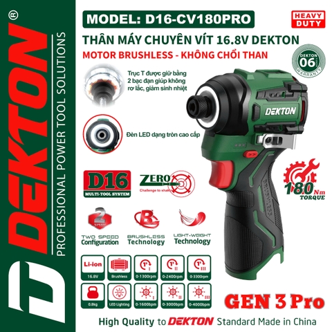 Máy chuyên vít 16.8V DEKTON D16-CV180Pro (chưa pin sạc)