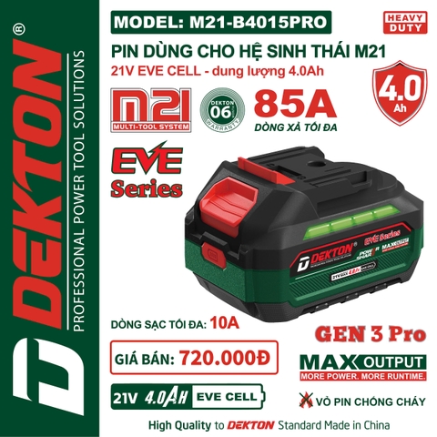 Pin 21V Lithium-ion dung lượng 4.0Ah DEKTON M21-B4015PRO