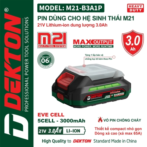 Pin 21V 3.0Ah DEKTON M21-B3A1P