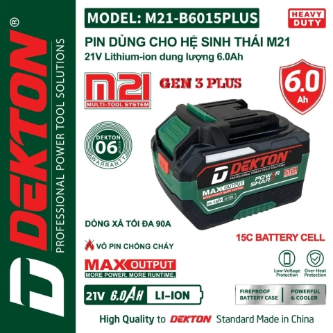 Pin 21V 6.0Ah DEKTON M21-B6015PLUS