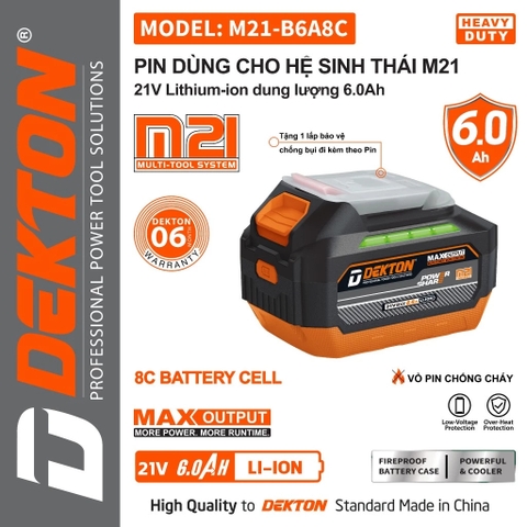 Pin 21V 6.0Ah DEKTON M21-B6A8C