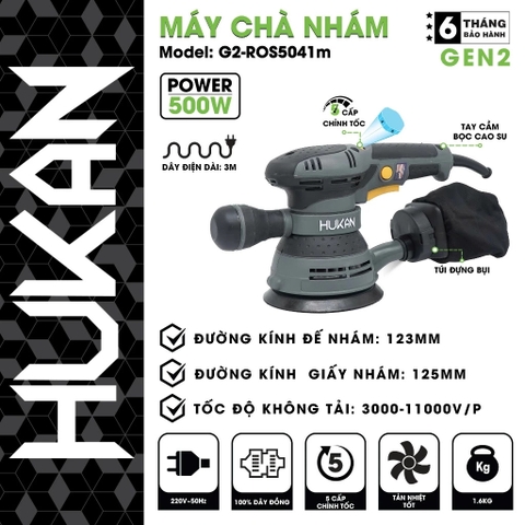 Máy chà nhám sử dụng điện HUKAN G2-ROS5041m