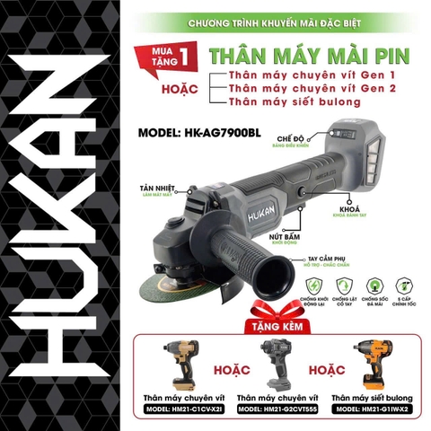 Máy cắt mài dùng pin 5 tốc độ (GEN2) HK-AG7900BL (chưa có pin sạc)