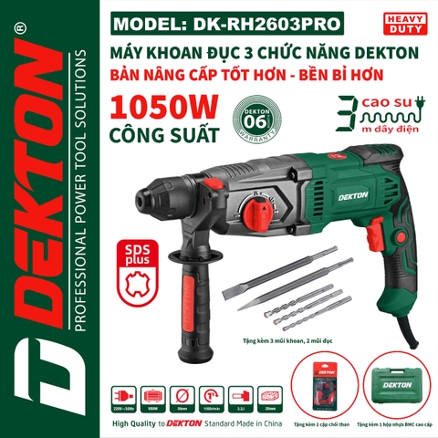 Máy khoan đục 3 chức năng DEKTON DK-RH2603PRO