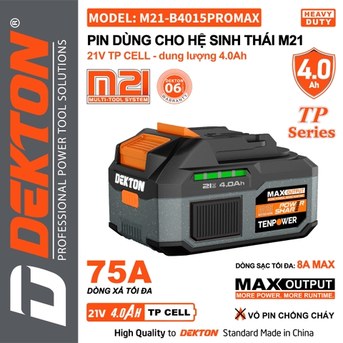 Pin 21V TP CELL dung lượng 4.0Ah DEKTON M21-B4015PROMAX