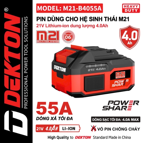 Pin 21V dung lượng 4.0Ah DEKTON M21-B4055A