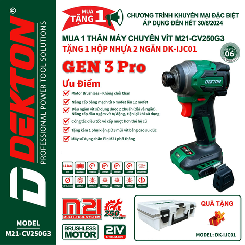 Máy vặn vít trượt DEKTON M21-CV250G3 (chưa có pin và sạc)