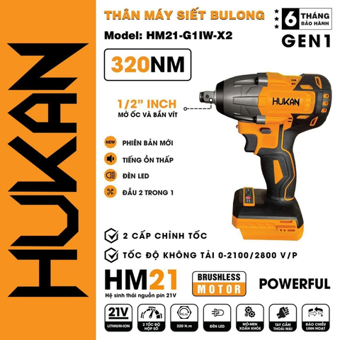 Máy siết bulong dùng pin HUKAN HM21-G1IW-X2