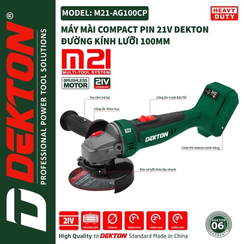 Máy mài góc pin DEKTON M21-AG100CP COMPACT (Chưa có pin sạc)