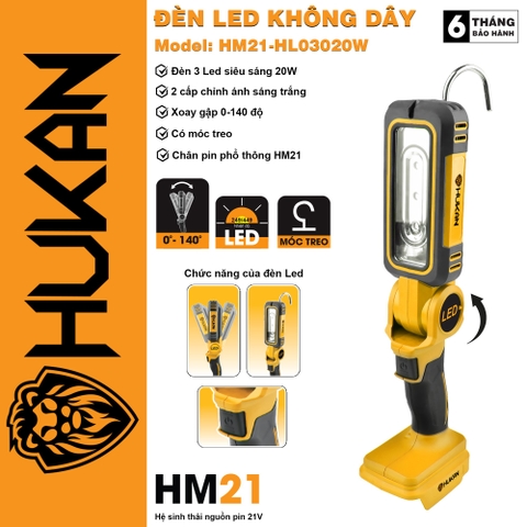 Đèn led dùng pin HUKAN HM21- HLO3020W (chưa có pin và sạc)