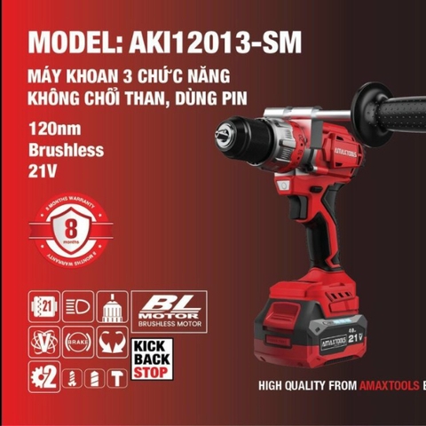 Máy khoan dùng pin M21 AMAXTOOLS AKI12013SM2 (chưa có pin sạc)