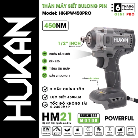 Máy siết bulong dùng pin HUKAN HK-IPW450PRO (chưa có pin và sạc)