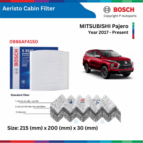 Lọc gió điều hòa BOSCH Aeristo 0986AF4150, MITSUBISHI Pajero Sport, Pajero đời xe 2017 đến nay