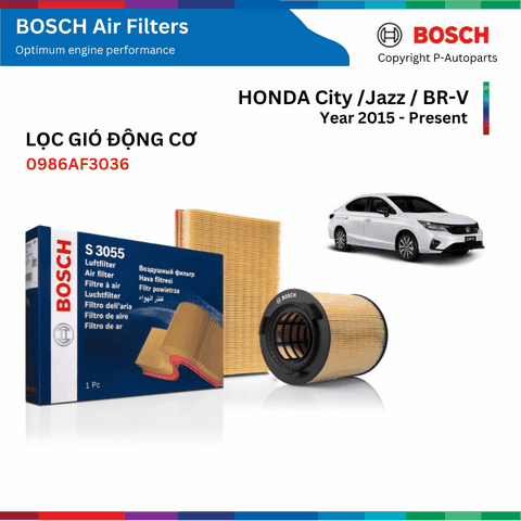 Lọc gió động cơ BOSCH Air Filter, HONDA  City Jazz HRV HR-V BRV BR-V đời xe từ 2015 đến nay