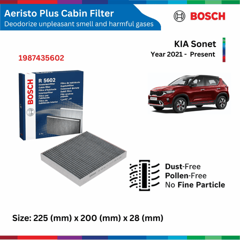 Lọc gió điều hòa BOSCH Aeristo Plus, KIA Sonet đời xe 2020 đến nay, than hoạt tính