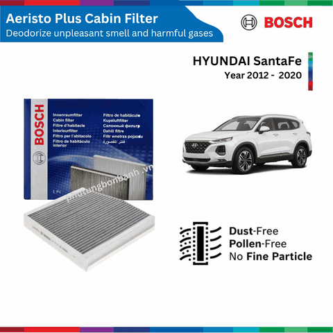 Lọc gió điều hòa xe HYUNDAI SantaFe đời 2012 đến 2021, BOSCH Aeristo Plus khử mùi tốt