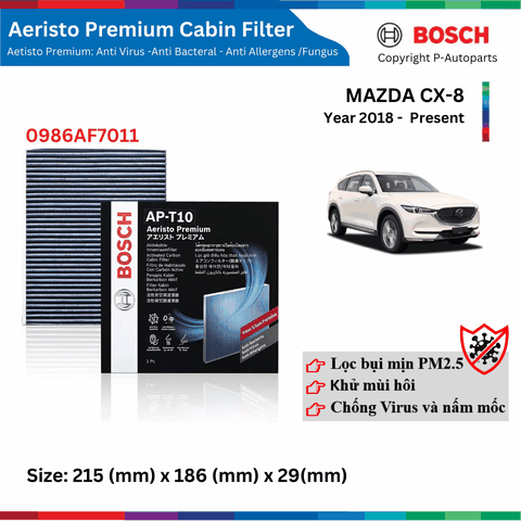Lọc gió điều hòa BOSCH Aeristo Premium 0986AF7011, Mazda CX-8 CX8 đời xe 2018 đến nay, lọc bụi mịn PM2.5