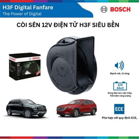 Bộ còi sên điện tử 12V BOSCH H3F Digital Fanfare 0986AH0601, Còi sên điện tử siêu bền Bosch H3F  Phụ Tùng