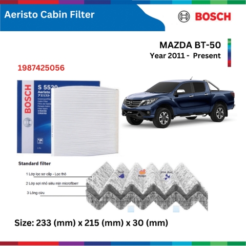 Lọc gió điều hòa BOSCH Aeristo 1987435056, MAZDA BT50 BT-50 đời xe 2011 đến nay, lọc gió BT50