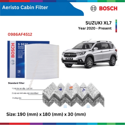 Lọc gió điều hòa BOSCH Aeristo 0986AF4512, SUZUKI XL7 đời xe 2020 đến nay, lọc gió máy lạnh XL7