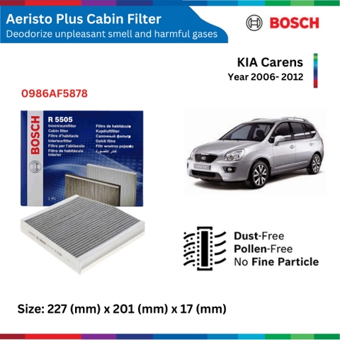 Lọc gió điều hòa BOSCH Aeristo Plus, KIA Carens đời xe 2006 đến 2012, than hoạt tính