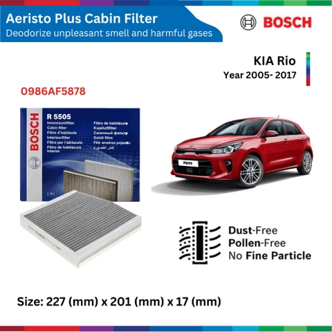 Lọc gió điều hòa than hoạt tính BOSCH Aeristo Plus, KIA Rio đời xe 2005 đến 2017, lọc gió Rio
