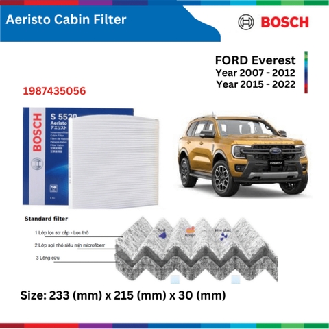 Lọc gió điều hòa BOSCH Aeristo 1987435056, FORD Everest đời xe 2007 đến 2012 & 2015 đến 2022