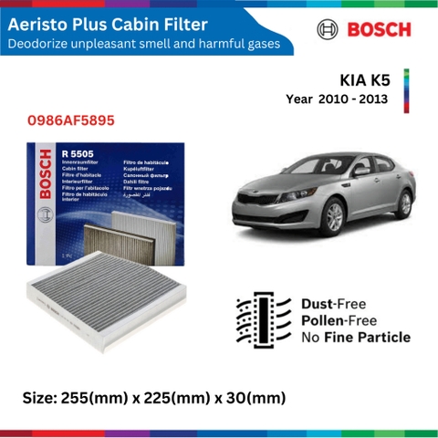 Lọc gió điều hòa BOSCH Aeristo Plus 0986AF5895, KIA K5 đời xe 2010 đến 2013, loại than hoạt tính
