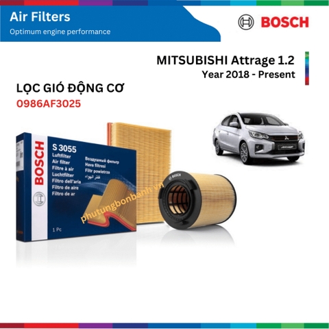 Lọc gió động cơ BOSCH Air Filters 0986AF3025, MITSUBISHI Attrage 1.2 đời xe 2018 đến nay