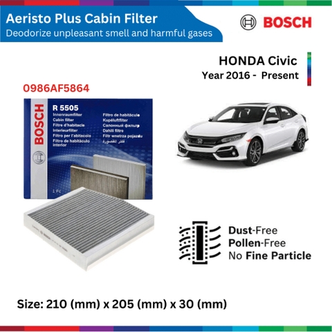 Lọc gió điều hòa BOSCH Aeristo Plus, HONDA Civic đời xe 2006 đến nay, than hoạt tính