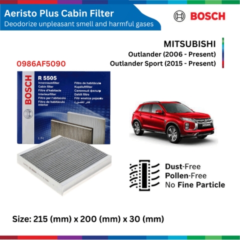 Lọc gió điều hòa BOSCH Aeristo Plus, MITSUBISHI Outlander đời xe 2006 đến nay, than hoạt tính