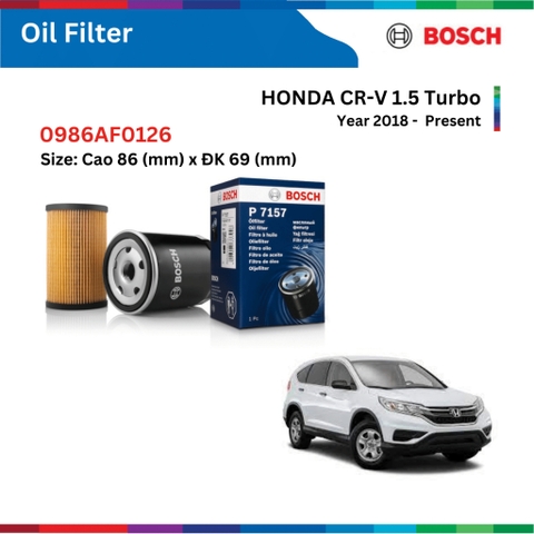 Lọc dầu động cơ BOSCH Oil Filter, HONDA CRV CR-V đời xe 2006 đến nay, 0986AF0126, phụ tùng Bosch