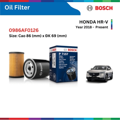 Lọc dầu động cơ BOSCH Oil Filter, HONDA HRV HR-V đời xe 2018 đến nay