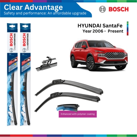 Bộ gạt mưa BOSCH Clear Advantage, HYUNDAI SantaFe đời xe 2006 đến nay, gạt nước SantaFe
