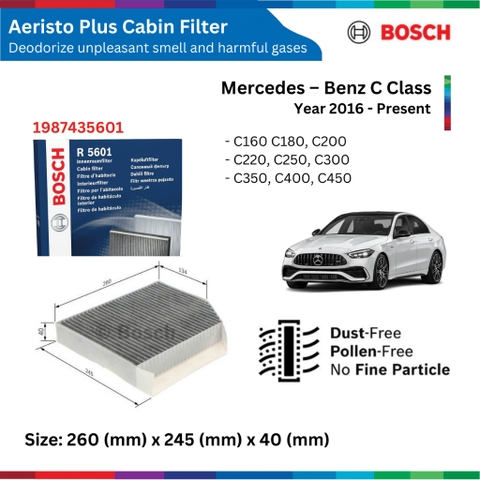 Lọc gió điều hòa than hoạt tính BOSCH Aeristo Plus, Mercedes Benz C Class, đời xe 2016 đến nay