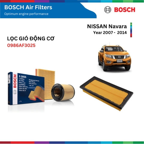 Lọc gió động cơ BOSCH Air Filter 0986AF2662, NISSAN Navara 2.5 DCi đời xe 2007 đến 2014