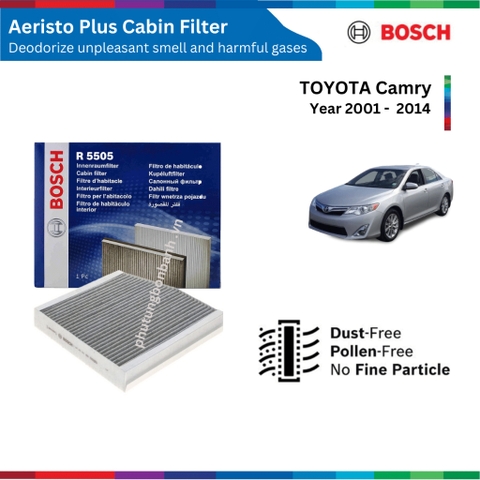 Lọc gió điều hòa BOSCH Aeristo Plus, TOYOTA Camry đời xe 2001 đến 2014, than hoạt tính