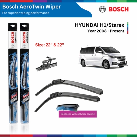 Bộ gạt mưa BOSCH AeroTwin 22 - 22inch, HYUNDAI H1 Starex đời xe 2008 đến nay, gạt nước Starex