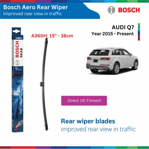 Gạt mưa sau BOSCH Rear A360H 15 inch, AUDI Q7 đời xe 2015 đến nay, gạt sau Audi Q7