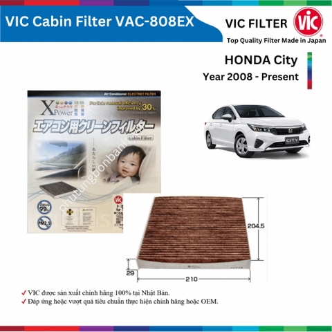 Lọc gió điều hòa VIC Cabin Filter EX, HONDA City đời xe 2008 đến nay, lọc bụi mịn PM2.5