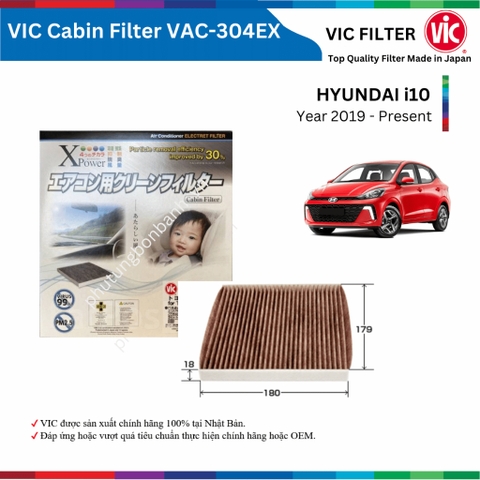 Lọc gió điều hòa VIC Cabin Filter EX, HYUNDAI i10 đời xe 2019 đến nay, lọc bụi mịn PM2.5