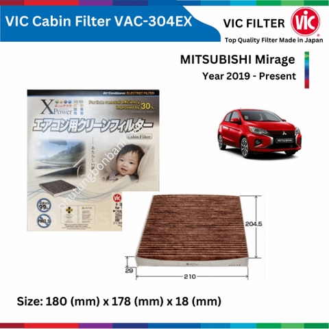 Lọc gió điều hòa VIC Cabin Filter EX, MITSUBISHI Mirage đời xe 2019 đến nay, lọc bụi mịn PM2.5