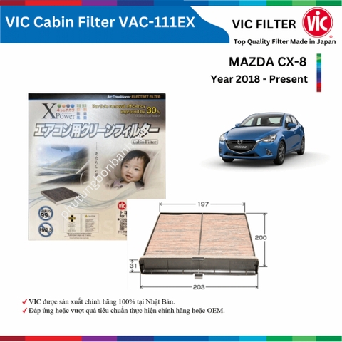 Lọc gió điều hòa VIC Cabin Filter EX, MAZDA CX-8 CX8 đời xe 2018 đến nay, lọc bụi mịn PM2.5