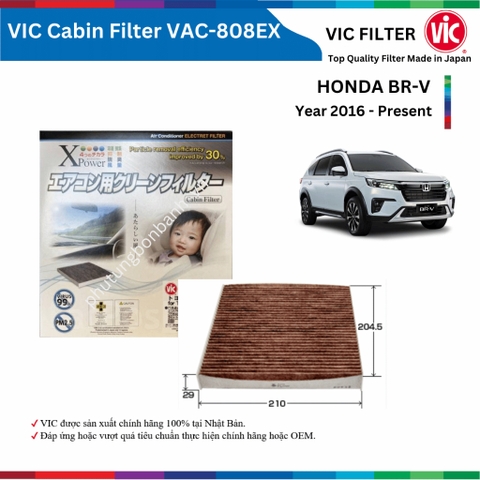 Lọc gió điều hòa VIC Cabin Filter EX, HONDA BR-V BRV đời xe 2016 đến nay, lọc bụi mịn PM2.5