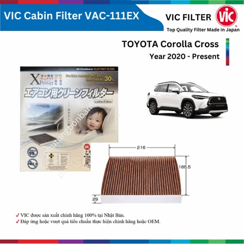 Lọc gió điều hòa VIC Cabin Filter EX, TOYOTA Corolla Cross đời xe 2020 đến nay, lọc bụi mịn PM2.5