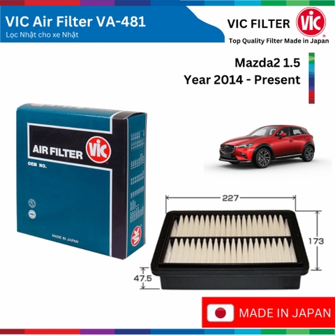 Lọc gió động cơ VIC Air Filter, MAZDA 2 1.5 đời xe 2014 đến nay