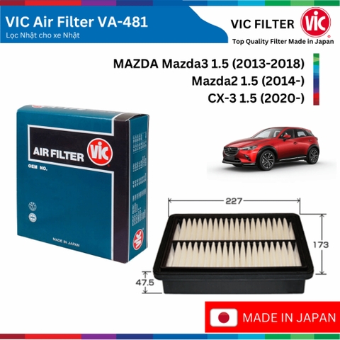 Lọc gió động cơ VIC Air Filter, MAZDA Mazda3 Mazda2 CX-3 đời xe 2013 đến nay