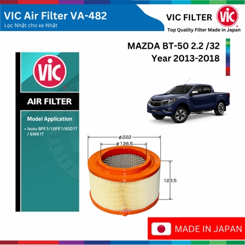 Lọc gió động cơ VIC Air Filter, MAZDA BT-50 BT50 2.2 /3.2 đời xe 2013 đến 2018
