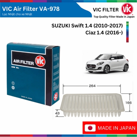 Lọc gió động cơ VIC Air Filter, SUZUKI Swift Ciaz đời xe 2010 đến nay