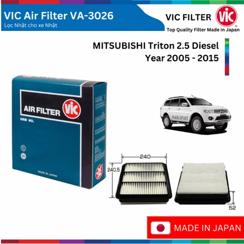 Lọc gió động cơ VIC Air Filter, MITSUBISHI Triton 2.5 Diesel đời xe 2005 đến 2015